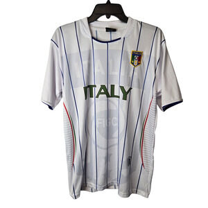 Drako FIGC Italy National Soccer Team White Striped Men's Jersey One Size